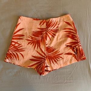 Linen Tropical Print Shorts